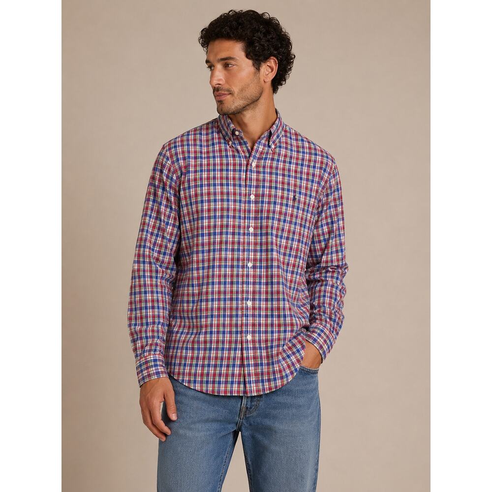 Polo Ralph Lauren Plaid Button Down Striped Shirt Long Sleeve XL Blue Red